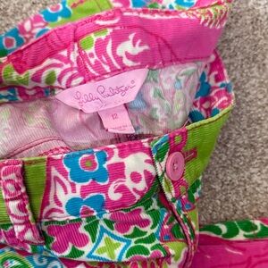 Lilly Pulitzer Floral Pink and Green corduroy pants